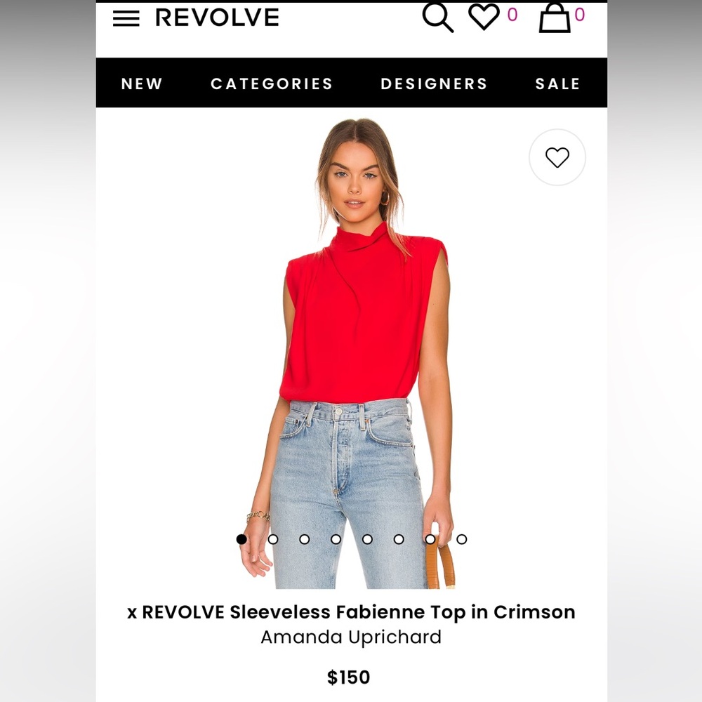 Revolve: Amanda Uprichard Sleeveless Fabienne top in Crimson. Size Medium